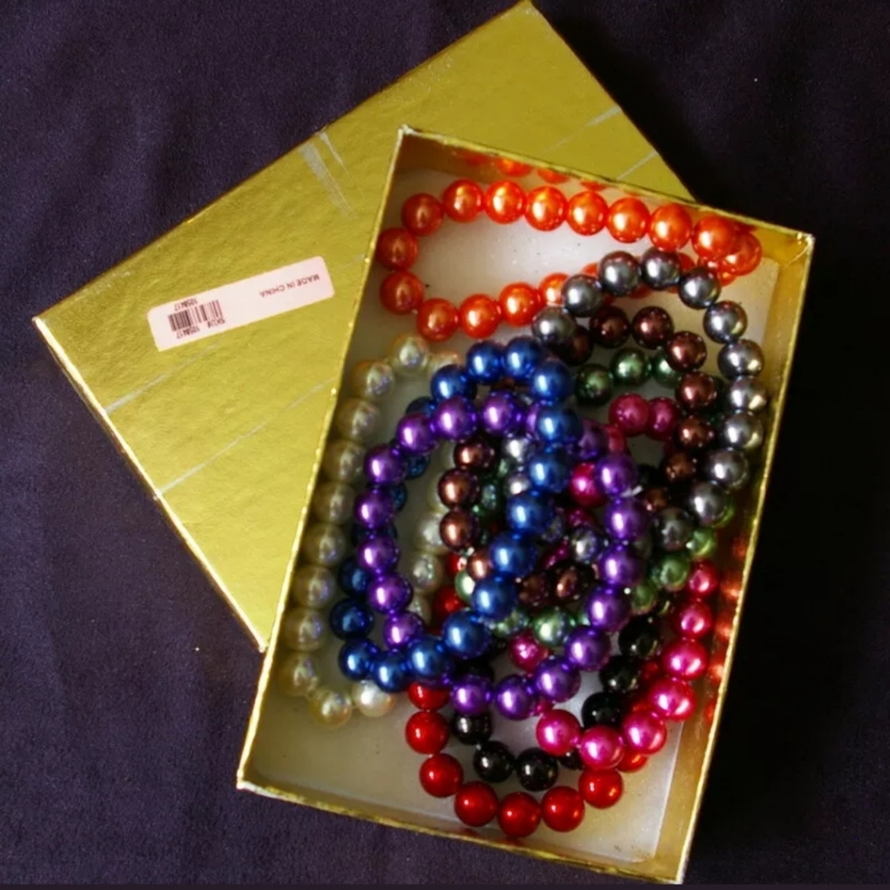 10 Stretch Bracelets Multi Colours